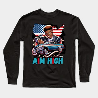 Aim High - Lowrider - Vintage Classic American Muscle Car - Hot Rod and Rat Rod Rockabilly Retro Collection Long Sleeve T-Shirt